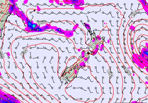 New Zealand forecast chart for Friday, March 20th, 2026 at 6:00 AM