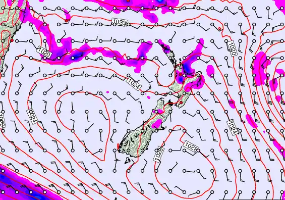 New Zealand forecast chart for Friday, March 20th, 2026 at 12:00 PM