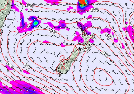 New Zealand forecast chart for Saturday, March 21st, 2026 at 12:00 AM