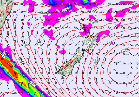 New Zealand forecast chart for Monday, March 23rd, 2026 at 6:00 AM