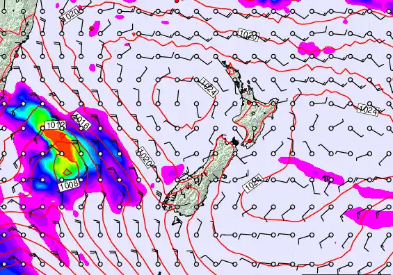 New Zealand forecast chart for Tuesday, March 17th, 2026 at 12:00 AM