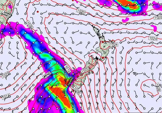 New Zealand forecast chart for Tuesday, March 17th, 2026 at 12:00 PM