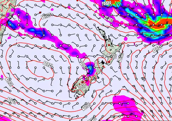New Zealand forecast chart for Wednesday, March 18th, 2026 at 6:00 AM