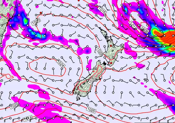 New Zealand forecast chart for Thursday, March 19th, 2026 at 12:00 AM