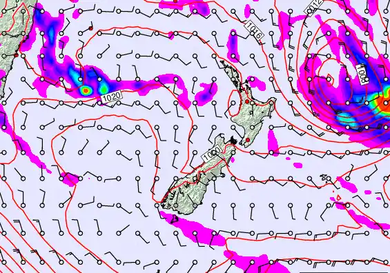 New Zealand forecast chart for Thursday, March 19th, 2026 at 6:00 PM