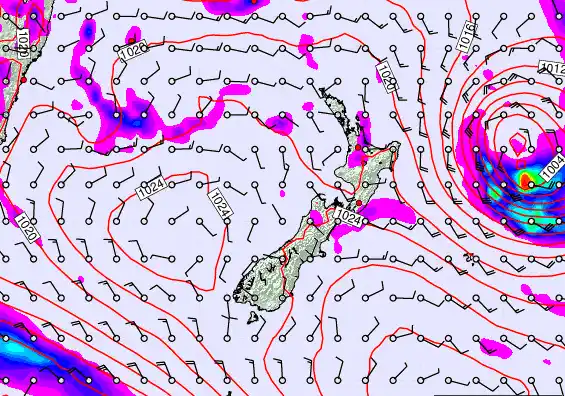 New Zealand forecast chart for Friday, March 20th, 2026 at 12:00 PM
