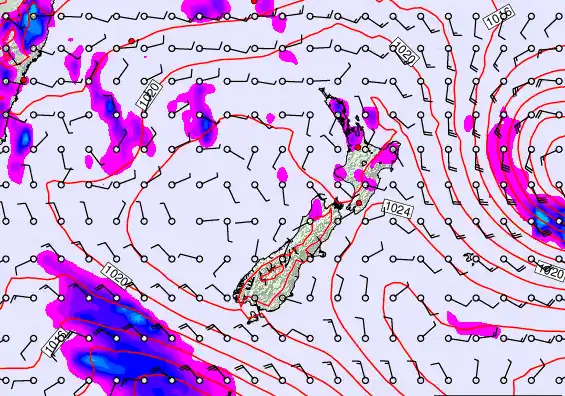 New Zealand forecast chart for Saturday, March 21st, 2026 at 6:00 AM