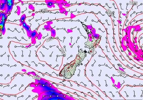 New Zealand forecast chart for Saturday, March 21st, 2026 at 12:00 PM