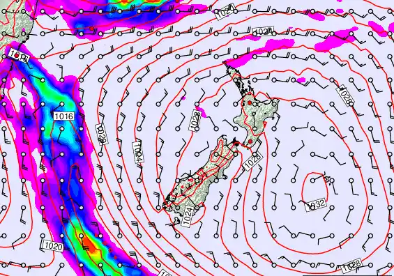 New Zealand forecast chart for Tuesday, March 24th, 2026 at 12:00 PM