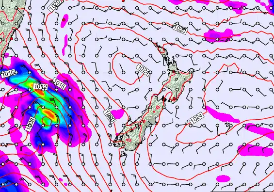 New Zealand forecast chart for Tuesday, March 17th, 2026 at 12:00 AM