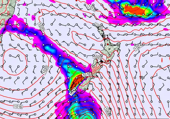 New Zealand forecast chart for Tuesday, March 17th, 2026 at 6:00 PM
