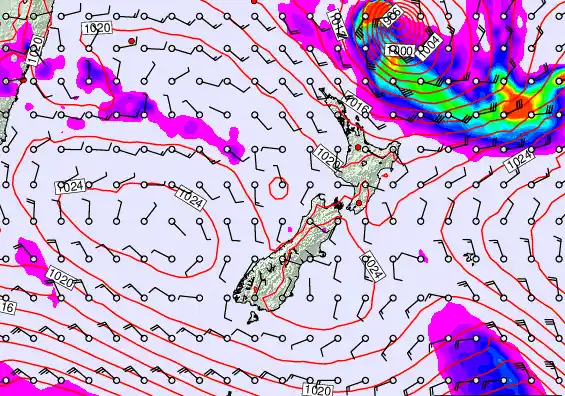New Zealand forecast chart for Wednesday, March 18th, 2026 at 12:00 PM