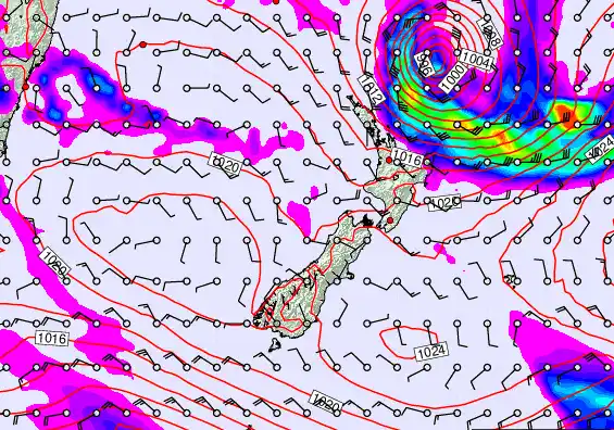 New Zealand forecast chart for Wednesday, March 18th, 2026 at 6:00 PM