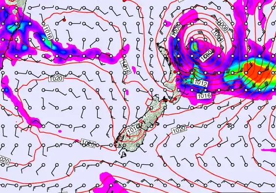 New Zealand forecast chart for Thursday, March 19th, 2026 at 6:00 AM
