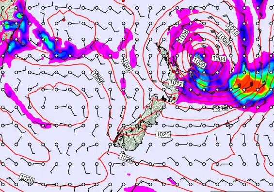 New Zealand forecast chart for Thursday, March 19th, 2026 at 12:00 PM