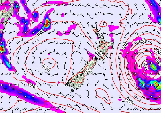 New Zealand forecast chart for Saturday, March 21st, 2026 at 12:00 AM
