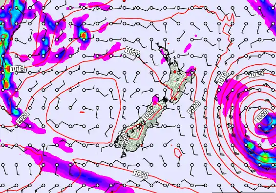New Zealand forecast chart for Saturday, March 21st, 2026 at 6:00 AM