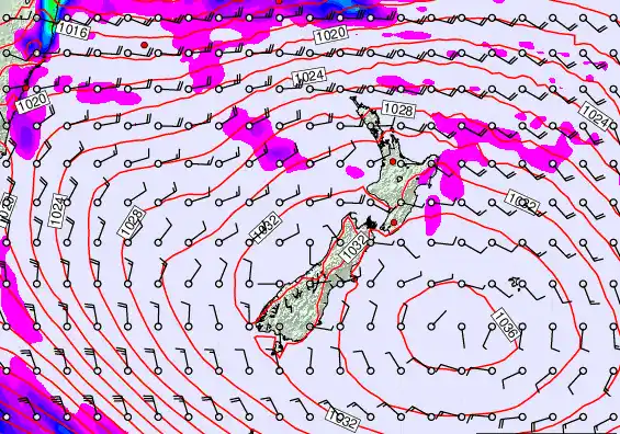 New Zealand forecast chart for Tuesday, March 24th, 2026 at 12:00 AM