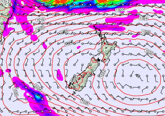 New Zealand forecast chart for Tuesday, March 24th, 2026 at 6:00 PM