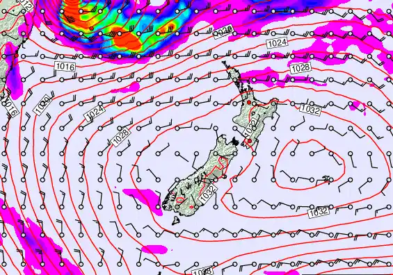 New Zealand forecast chart for Wednesday, March 25th, 2026 at 12:00 PM