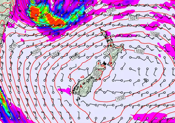 New Zealand forecast chart for Wednesday, March 25th, 2026 at 6:00 PM