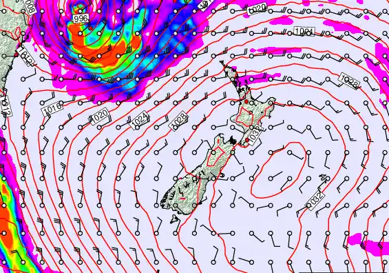 New Zealand forecast chart for Thursday, March 26th, 2026 at 12:00 AM