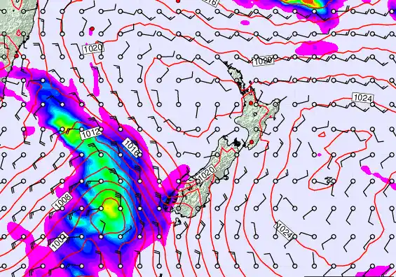 New Zealand forecast chart for Tuesday, March 17th, 2026 at 6:00 AM