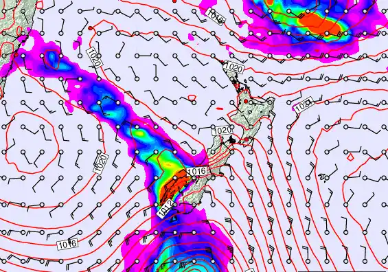 New Zealand forecast chart for Tuesday, March 17th, 2026 at 6:00 PM