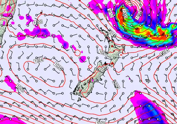 New Zealand forecast chart for Wednesday, March 18th, 2026 at 12:00 PM