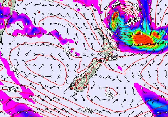 New Zealand forecast chart for Wednesday, March 18th, 2026 at 6:00 PM