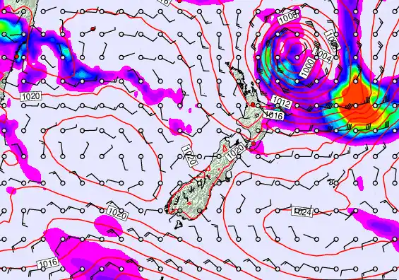 New Zealand forecast chart for Thursday, March 19th, 2026 at 12:00 AM
