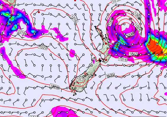 New Zealand forecast chart for Thursday, March 19th, 2026 at 6:00 AM