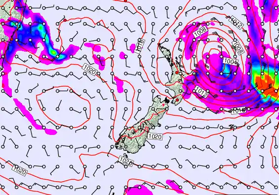 New Zealand forecast chart for Thursday, March 19th, 2026 at 12:00 PM