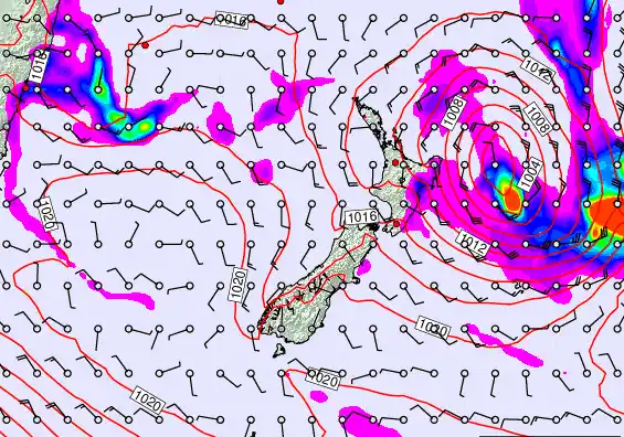 New Zealand forecast chart for Thursday, March 19th, 2026 at 6:00 PM