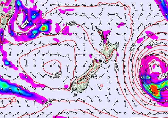 New Zealand forecast chart for Saturday, March 21st, 2026 at 12:00 AM
