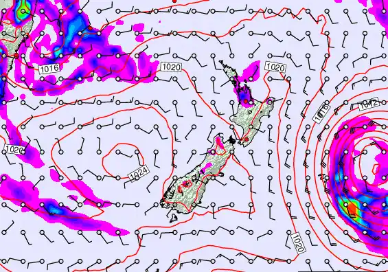 New Zealand forecast chart for Saturday, March 21st, 2026 at 6:00 AM