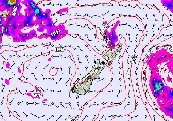 New Zealand forecast chart for Saturday, March 21st, 2026 at 12:00 PM