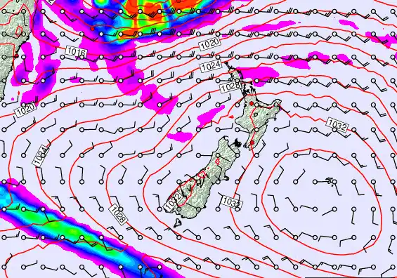 New Zealand forecast chart for Monday, March 23rd, 2026 at 6:00 PM