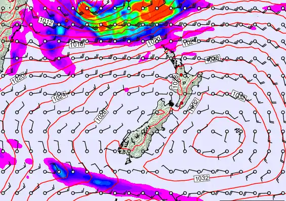 New Zealand forecast chart for Tuesday, March 24th, 2026 at 6:00 AM