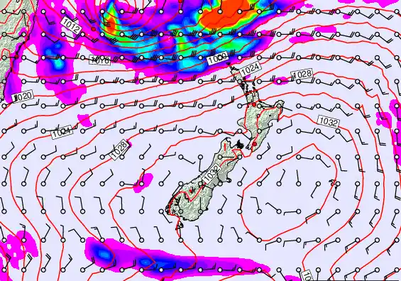 New Zealand forecast chart for Tuesday, March 24th, 2026 at 12:00 PM