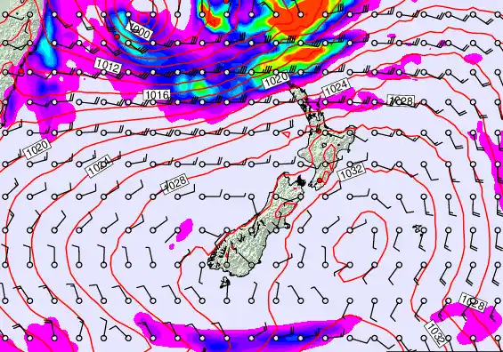 New Zealand forecast chart for Tuesday, March 24th, 2026 at 6:00 PM