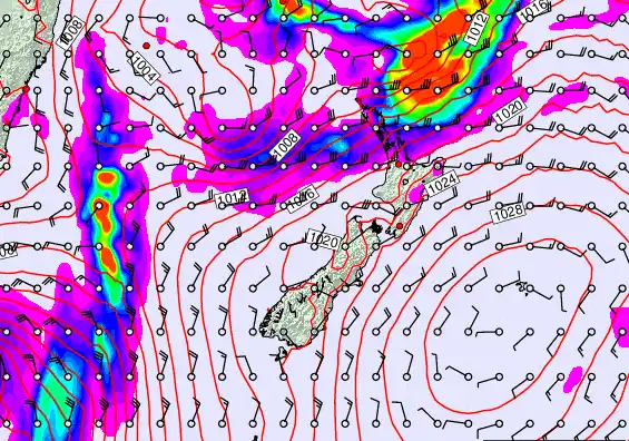 New Zealand forecast chart for Friday, March 27th, 2026 at 12:00 AM