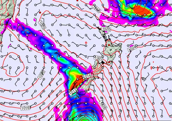 New Zealand forecast chart for Tuesday, March 17th, 2026 at 6:00 PM