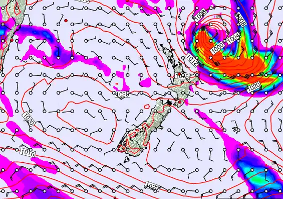 New Zealand forecast chart for Wednesday, March 18th, 2026 at 6:00 PM