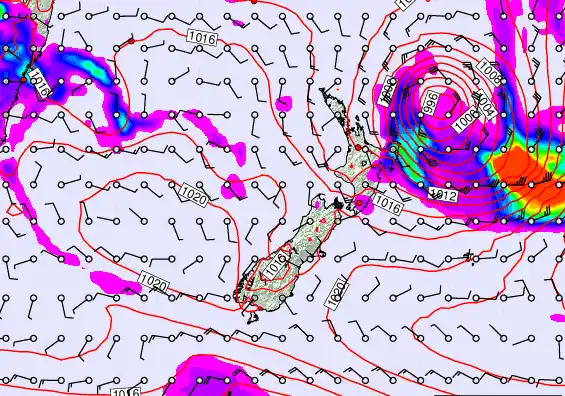 New Zealand forecast chart for Thursday, March 19th, 2026 at 6:00 AM
