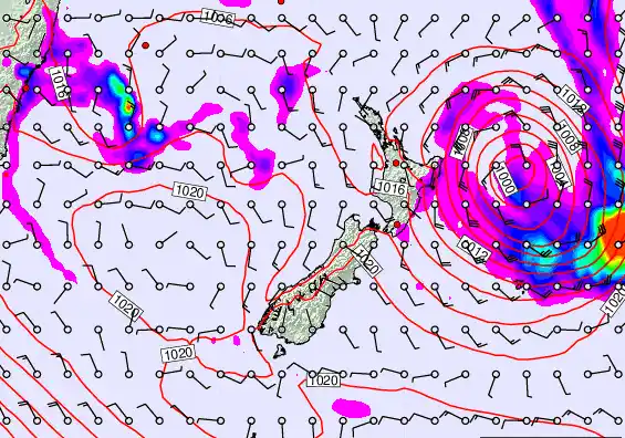 New Zealand forecast chart for Thursday, March 19th, 2026 at 6:00 PM