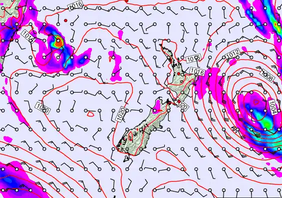New Zealand forecast chart for Friday, March 20th, 2026 at 6:00 AM