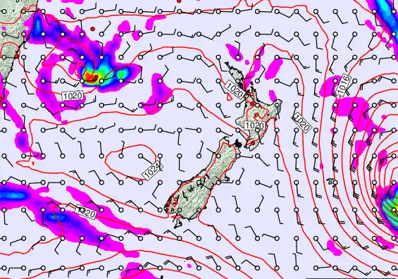 New Zealand forecast chart for Saturday, March 21st, 2026 at 12:00 AM