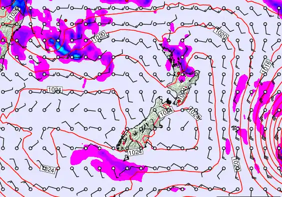 New Zealand forecast chart for Saturday, March 21st, 2026 at 12:00 PM