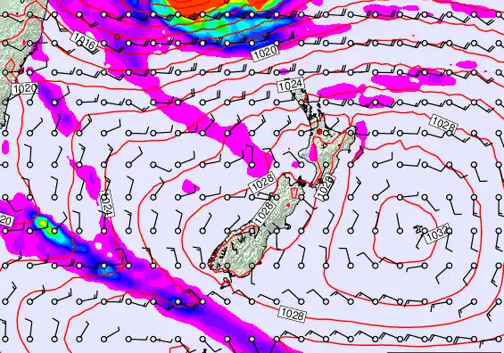 New Zealand forecast chart for Tuesday, March 24th, 2026 at 12:00 AM